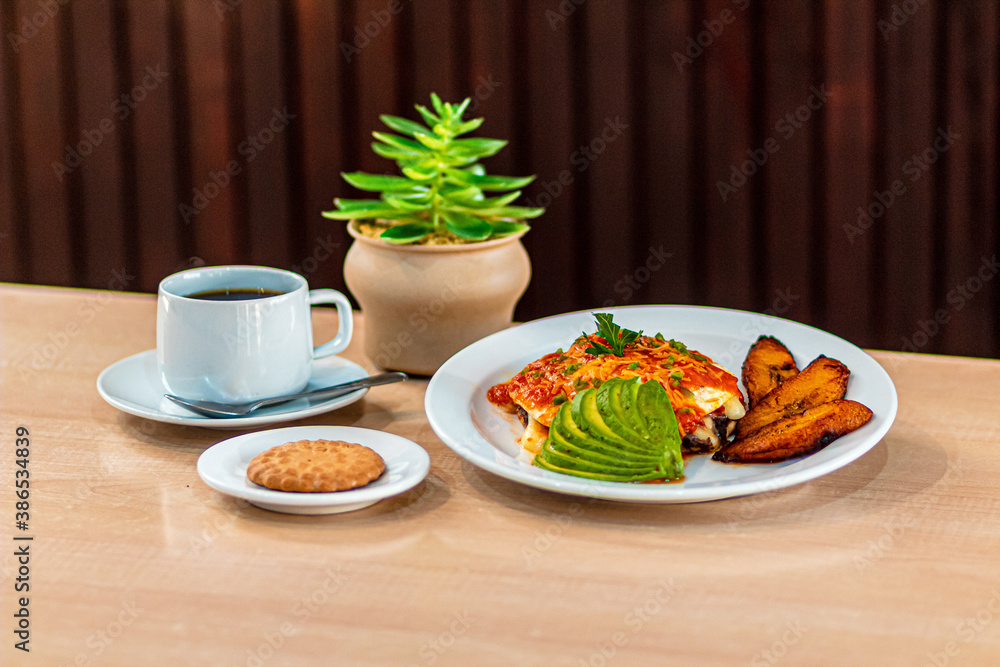 Huge healthy breakfast spread on a table