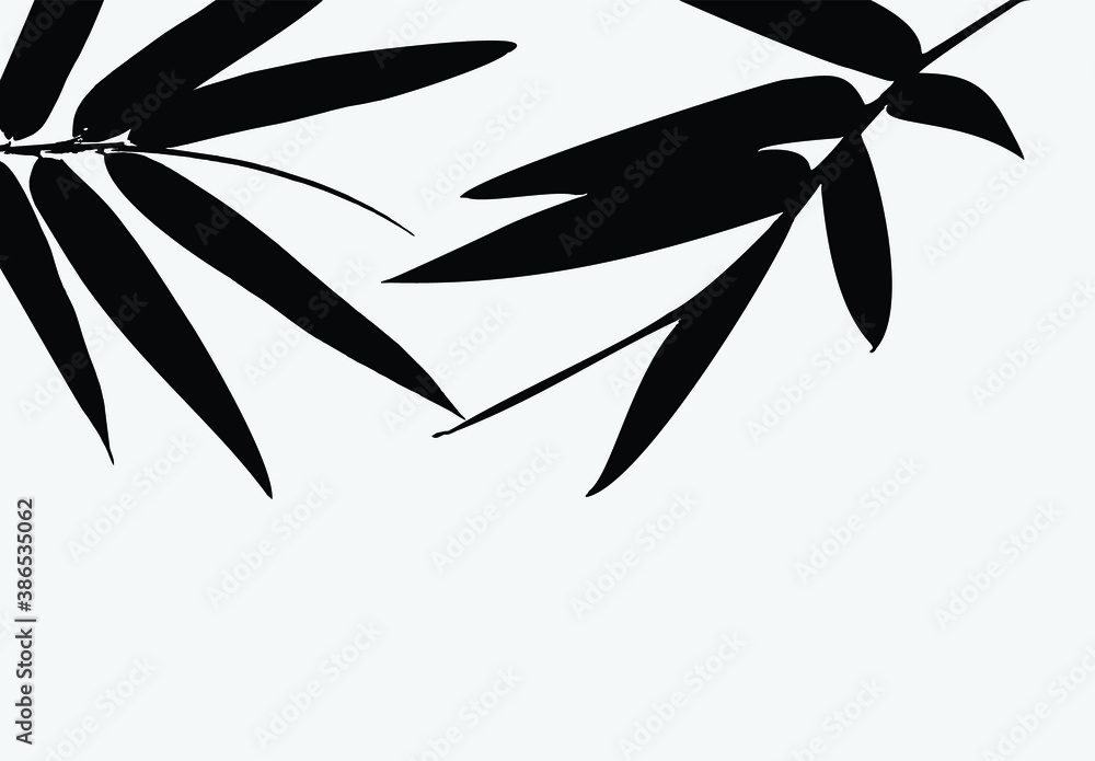 Bamboo leaf composition in design. Vector romantic landscape with bamboo trees on a white and gray background, and various attractive colors make an exclusive design Bamboo leaf composition in design. Vector romantic landscape with bamboo trees on a white and gray background, and various attractive colors make an exclusive design