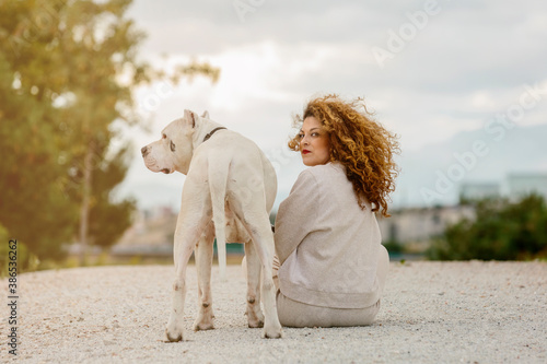girl and her dog, backwards