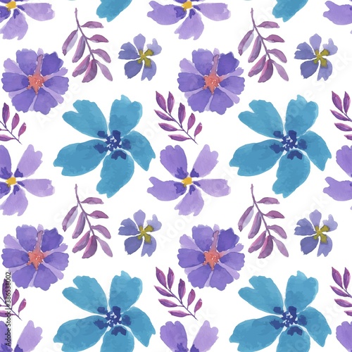 Beautiful colorful floral watercolor seamless pattern
