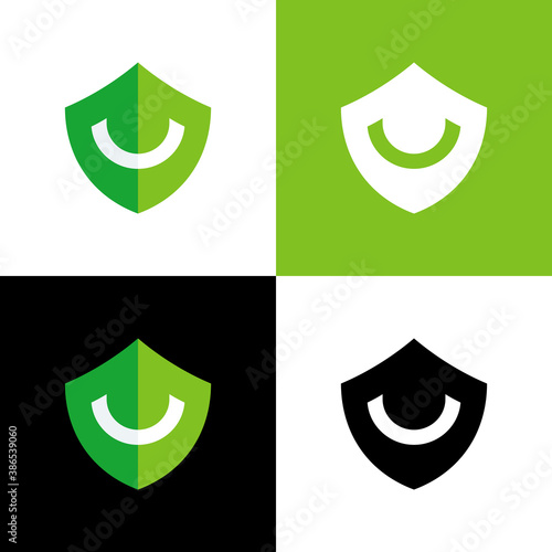 Smile shield logo icon design, safe protection symbol