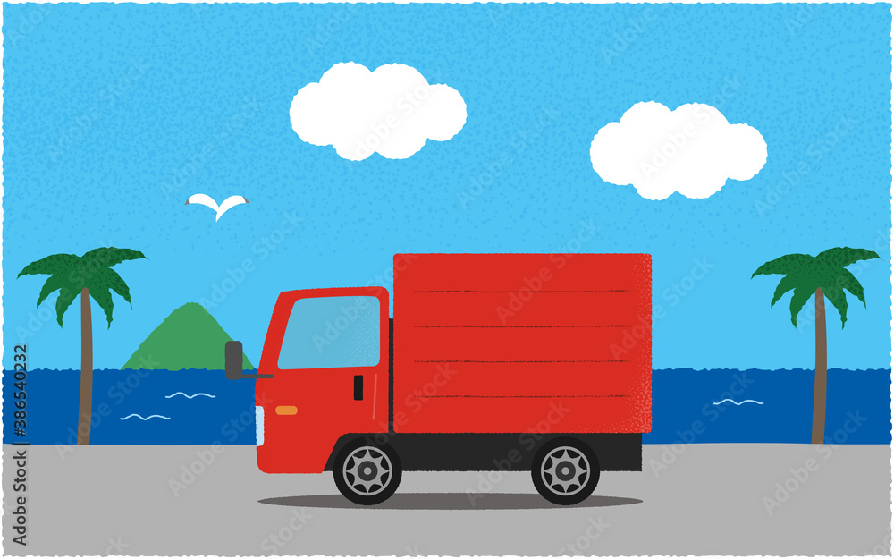海沿いの道を進む赤いトラックのベクターイラスト Stock Vector Adobe Stock 海沿いの道を進む赤いトラックのベクターイラスト Stock Vector Adobe Stock