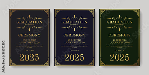 Elegant graduation invitation template with ornament