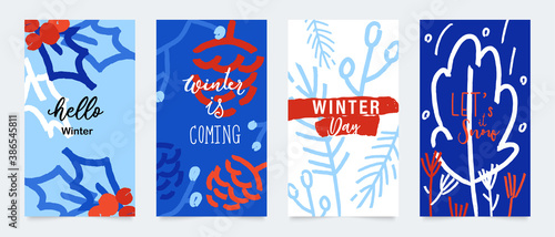 Winter background vector.  New year and Christmas vector illustrations design for social media post and stories, Cover, wallpaper, wall arts, Winter design for advertising and banners..