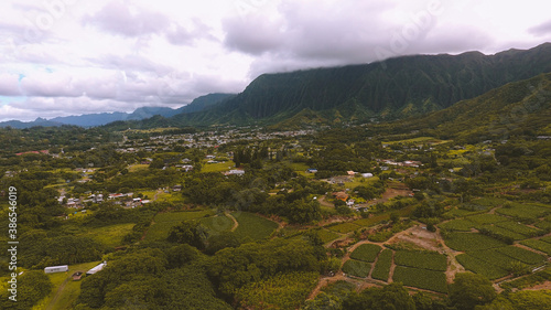 Aerial House under the mountain  Ahuimanu  Oahu  Hawaii