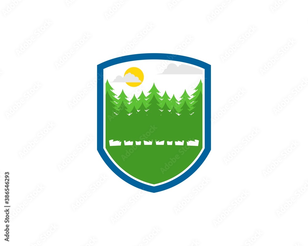 Fototapeta premium Protection shield with pine forest inside
