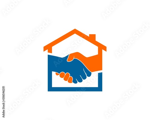 Simple house with hand shake inside