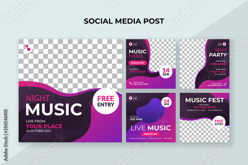 Night music social media post template