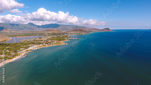 Aerial Makaha, West Oahu coastline, Hawaii