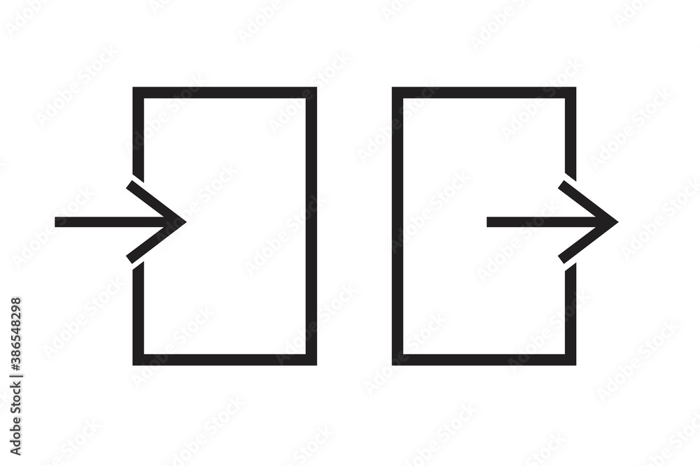 Vector entry and exit icon. Arrow doors. Access logo. Connection symbol. Stock image. EPS 10.