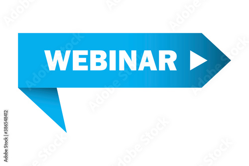 Webinar banner button. Blue online education icon. Live teacher symbol. Stock image. 