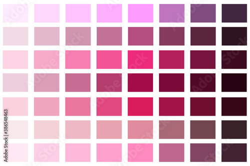 Vector palette of red shades. Scheme of pink rgb colors. Stock image. EPS 10.