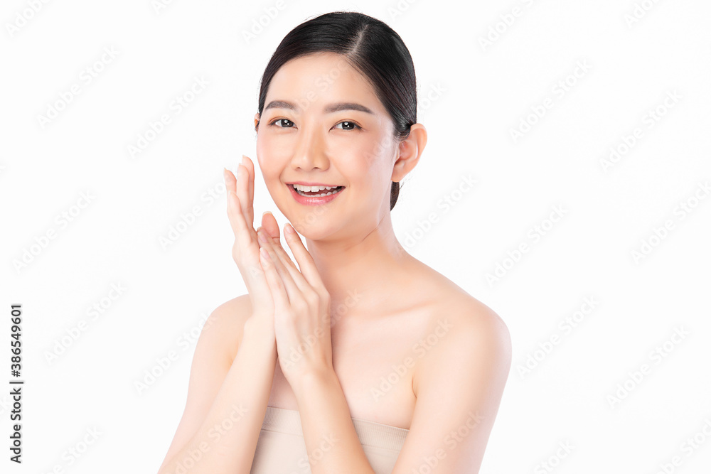 Beautiful young asian woman with clean fresh skin on white background, Face care, Facial treatment, Cosmetology, beauty and spa, Asian women portrait Beautiful young asian woman with clean fresh skin on white background, Face care, Facial treatment, Cosmetology, beauty and spa, Asian women portrait