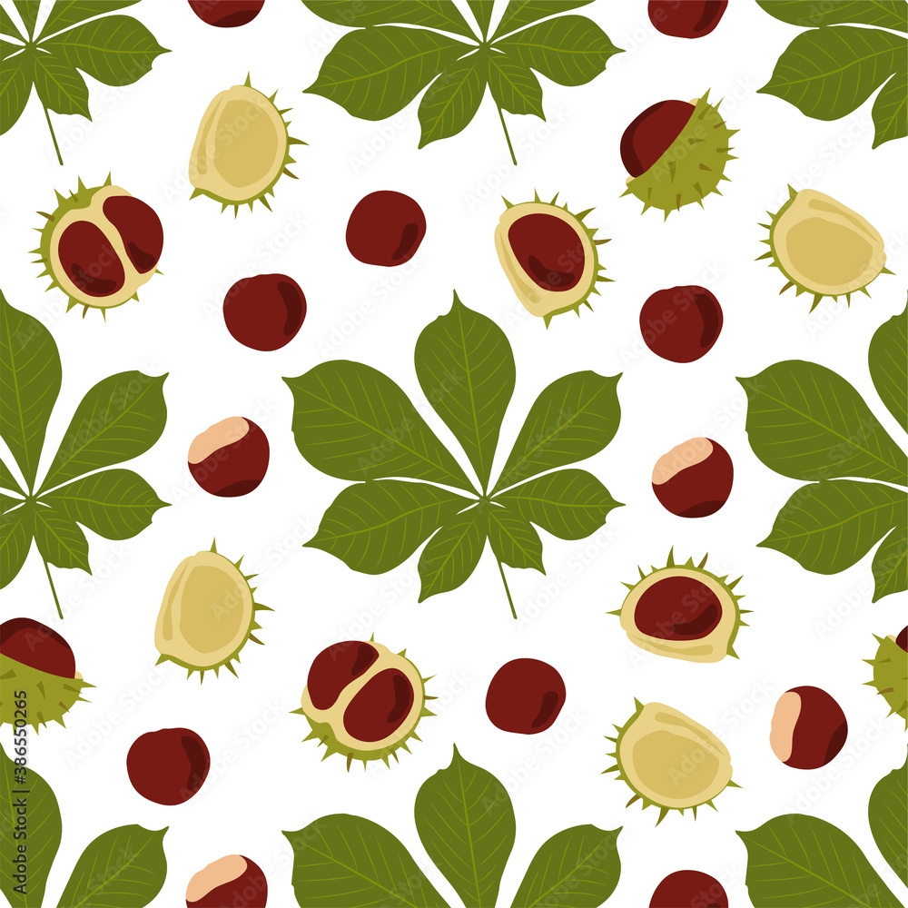 Chestnut, leaves and peels. Pattern Chestnut, leaves and peels. Pattern