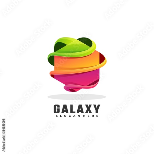 Vector Logo Illustration Galaxy Gradient Colorful Style.