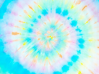 Spiral tie dye wallpaper. Hippie tie-dye background. Tiedye backdrop. Psychedelic tie dye pattern in window snow burst blue white. 