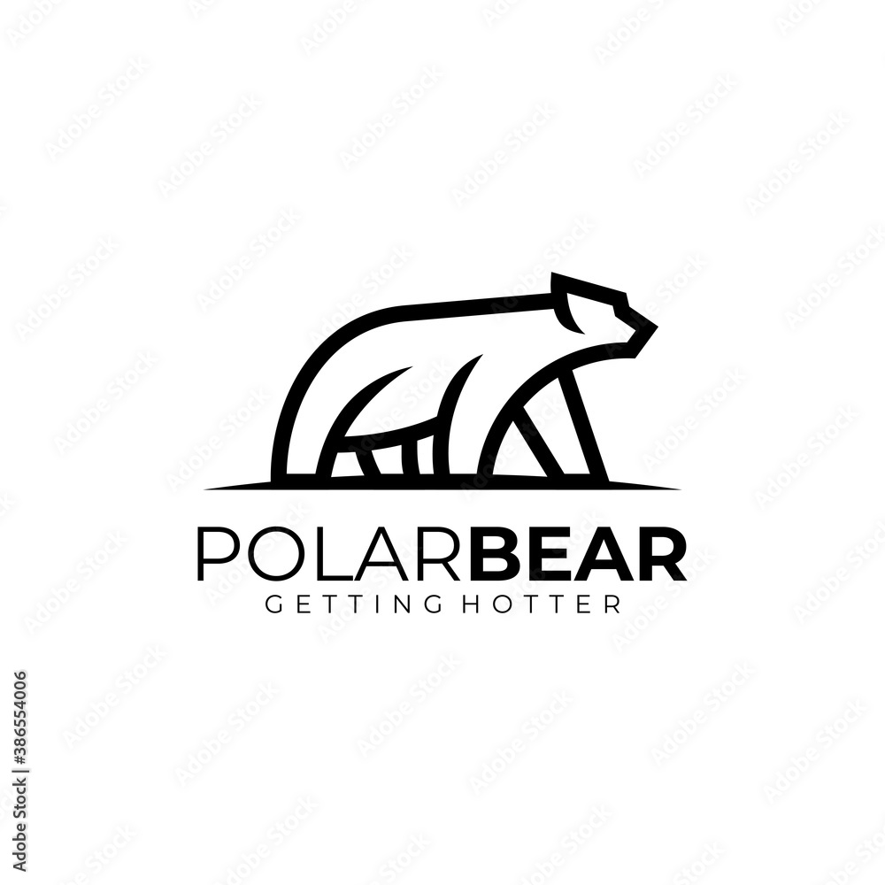 Vector Logo Illustration Polar Bear Line Art Style. Vector Logo Illustration Polar Bear Line Art Style.