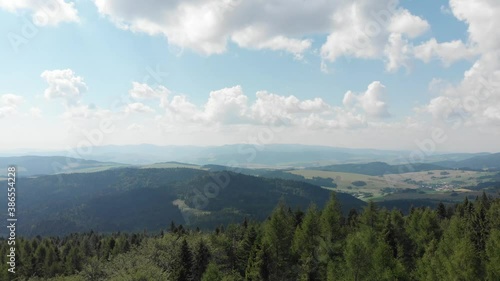 View of Beskid Sadecki in summer from mountain Eliaszowka photo