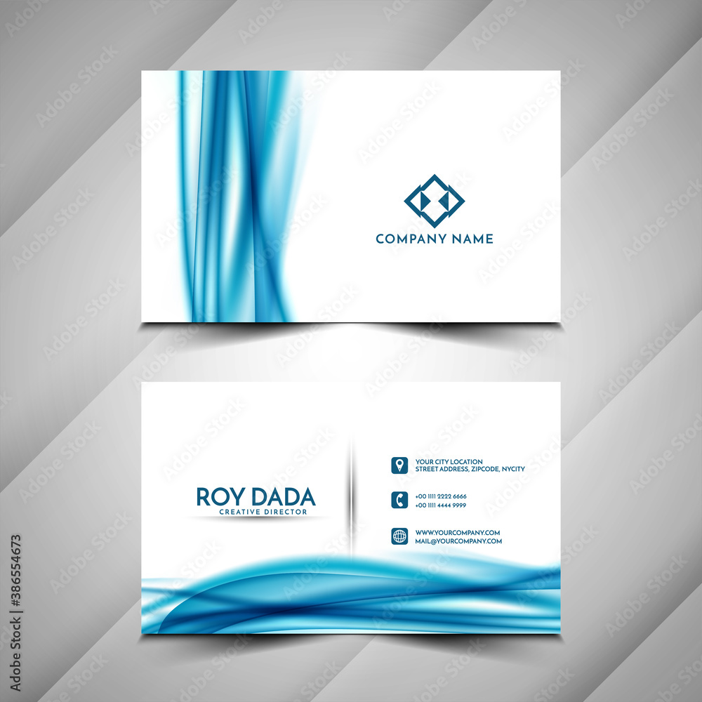 Naklejka premium Modern elegant blue wave Business card template