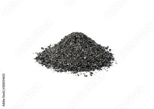 Black Sesame powder on white background