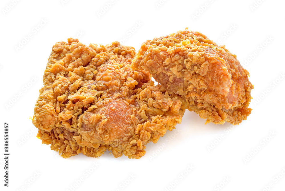 hot and crispy fried chicken isolated on a white background hot and crispy fried chicken isolated on a white background