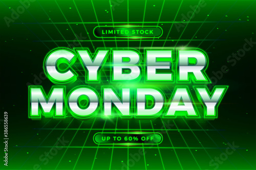 Trendy Banner Promotion social media online Sale Cyber Monday with realistic 3D Green