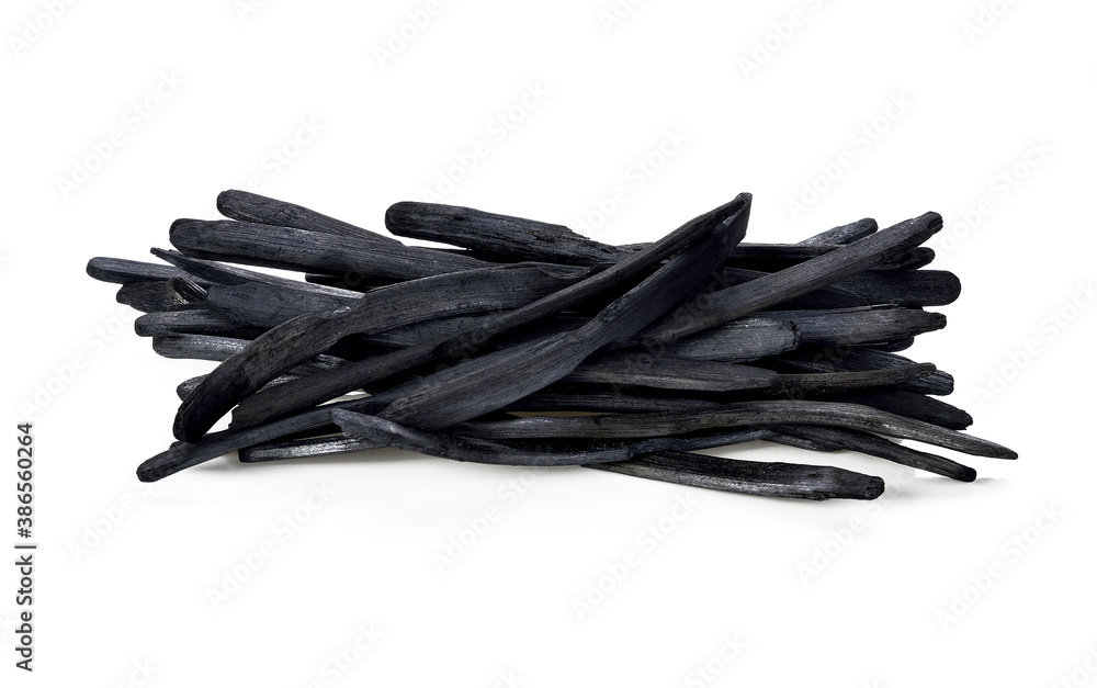 Bamboo charcoal isolated on white. Bamboo charcoal isolated on white.