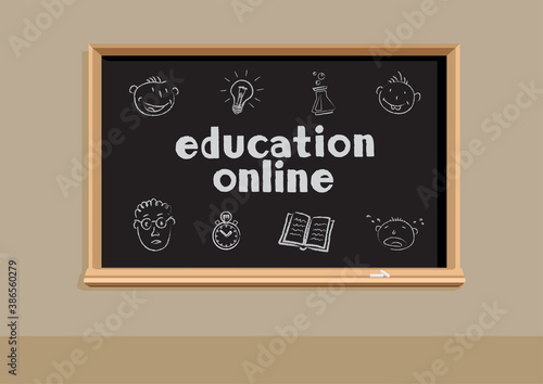 online education blackboard and icons
