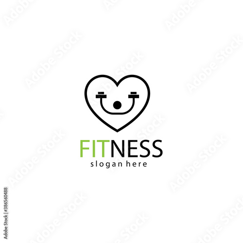 fitness logo creative illustration barbell company template vector design love photo