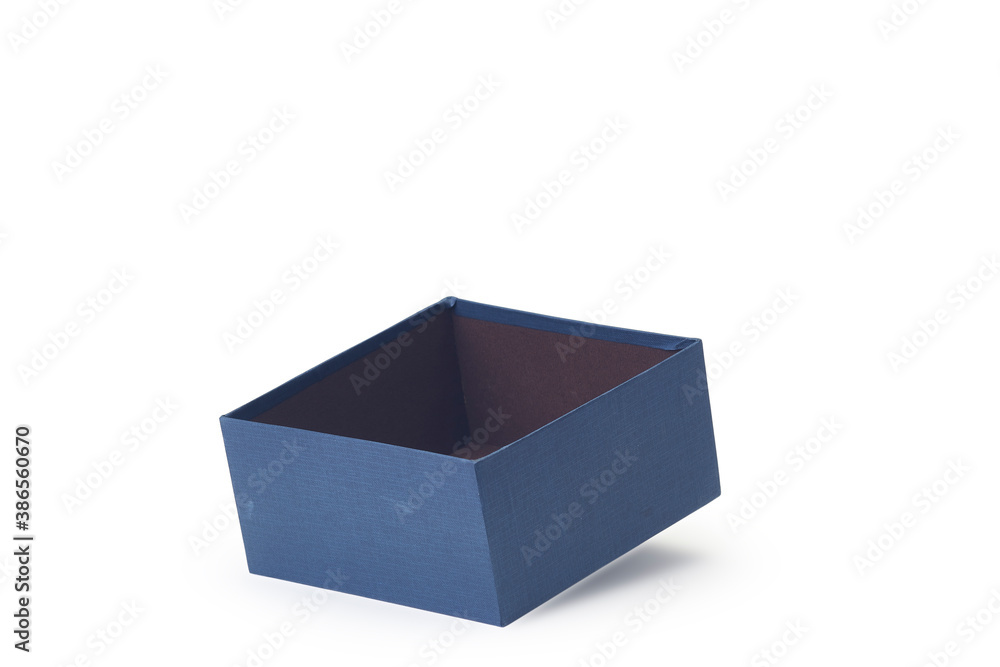 Blue open empty gift box on white Blue open empty gift box on white