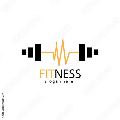 fitness logo creative illustration barbell company template vector design