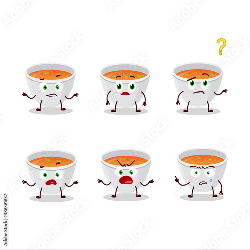 Cartoon character of pumpkin cream soup with what expression