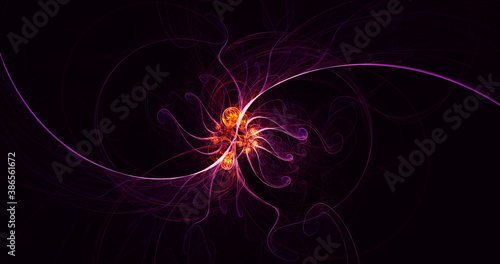 3D rendering abstract red fractal light background