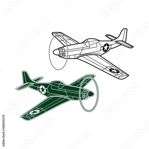 P-51 Fly mustang illustration vector