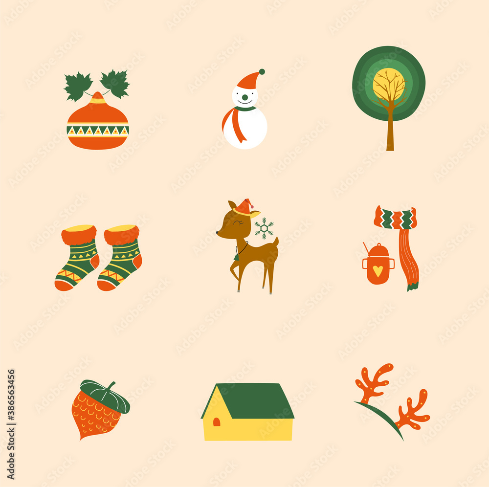 Obraz premium Christmas design elements, vector illustrations.