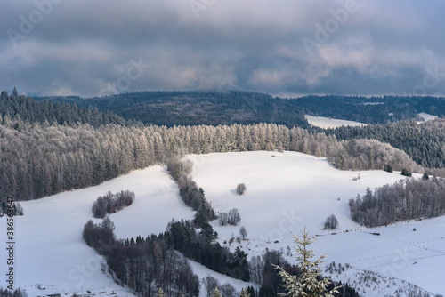 Fototapeta Naklejka Na Ścianę i Meble -  Winter landscape of Beski Sadecki mountain range