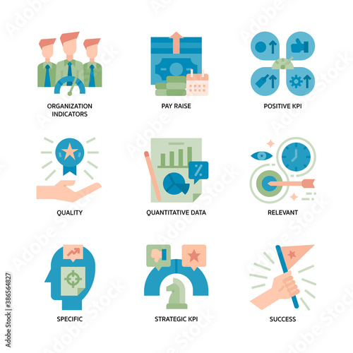 Key performance indicators icons set