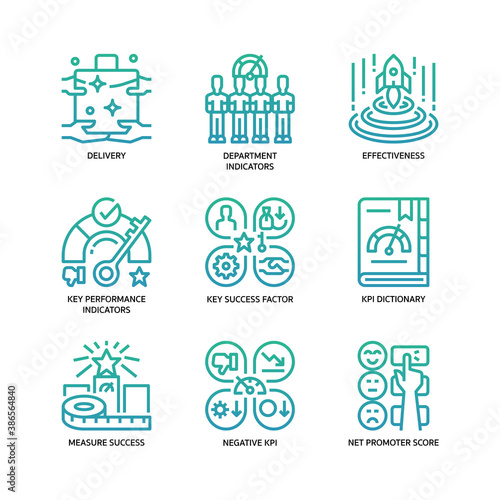 Key performance indicators icons set