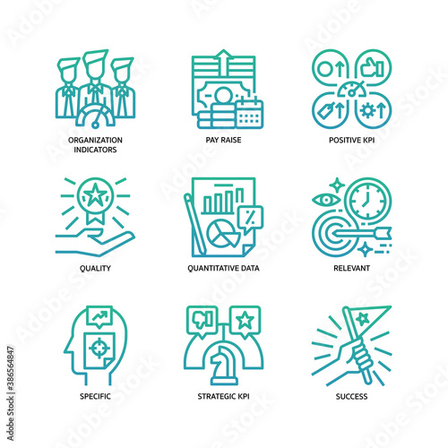 Key performance indicators icons set