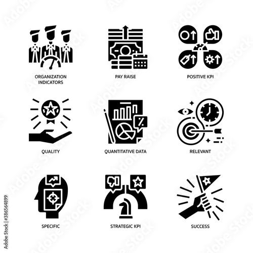 Key performance indicators icons set