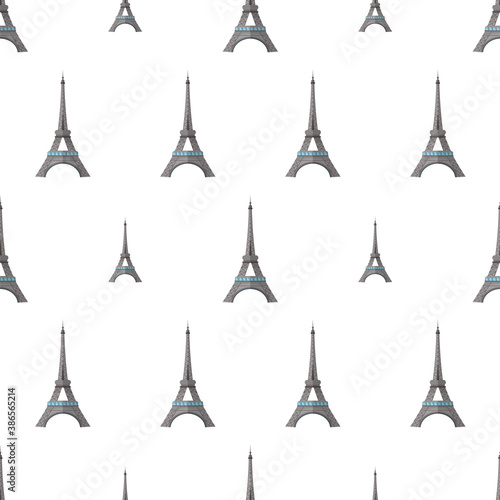 Seamless pattern with eiffel tower. Endless background. Good for postcards, prints, wrapping paper and backgrounds. Vector.