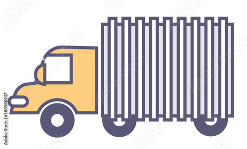 Van or truck moving loads, logistics services vector