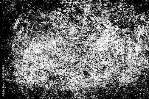 Grunge black and white. Abstract monochrome texture. Pattern of cracks, scratches, chips, dust, dirt. Old worn surface. Black and white vector background