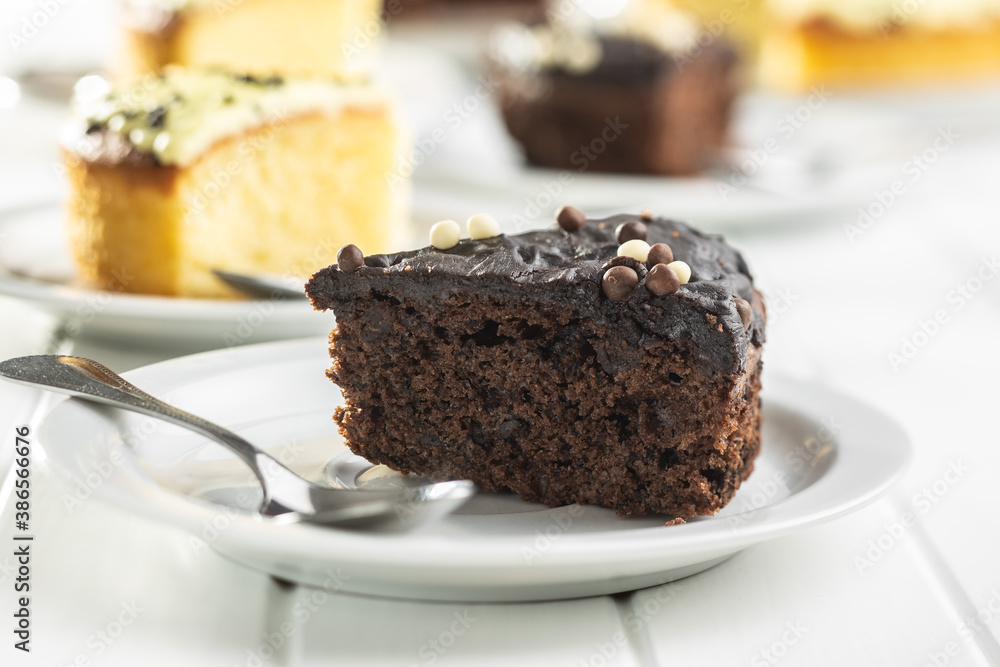 Piece of chocolate cake. Piece of chocolate cake.