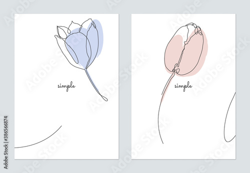 Minimalist poster design, tulip single line art illustration