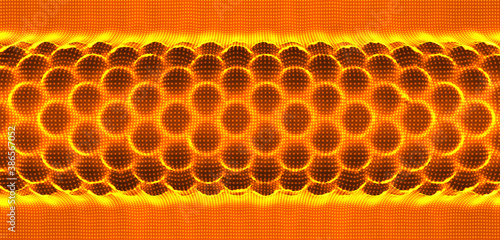 Abstract background with molecular structure. Grid structure with glowing particles. Luxury style. Science fiction microworld concept.  3D vector illustration.