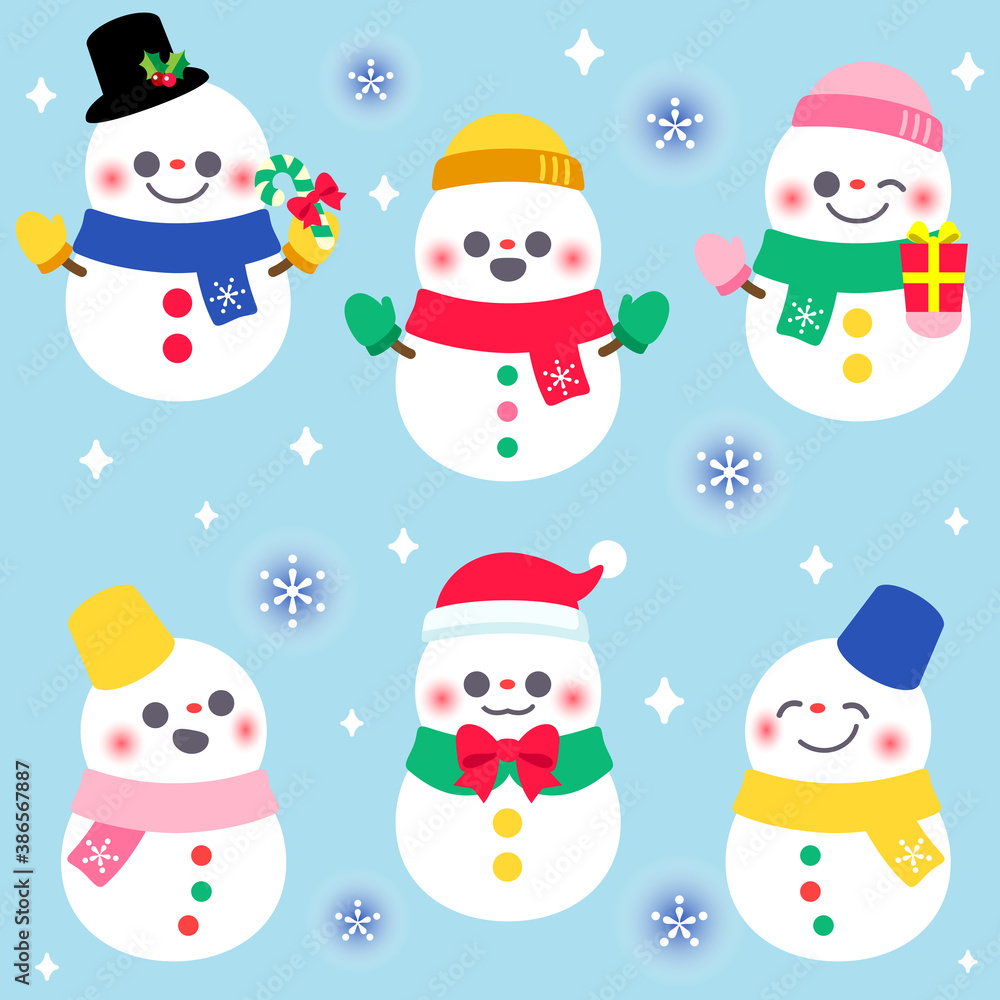 可愛い雪だるまセット