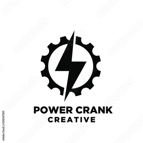 power crank creative sport bike motor cycle with bolt icon vector logo icon illustration design isolated white background