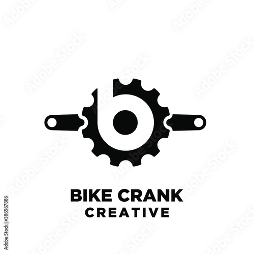 bike cycle crank creative sport bike with initial letter b vector logo icon illustration design isolated white background