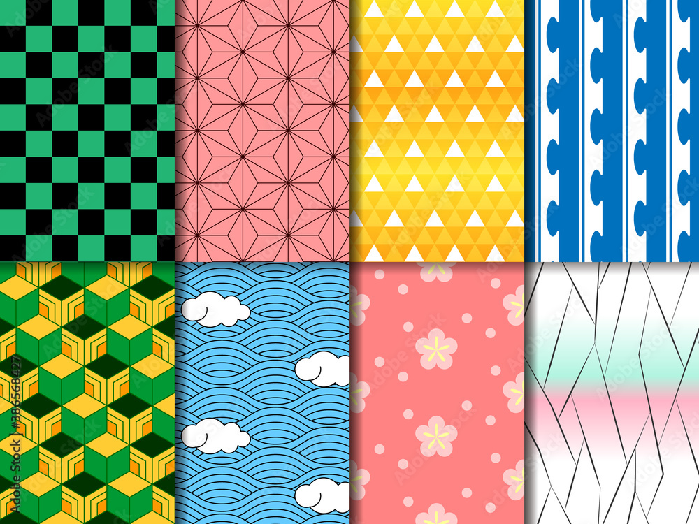 和柄パターン8種類 Stock ベクター Adobe Stock